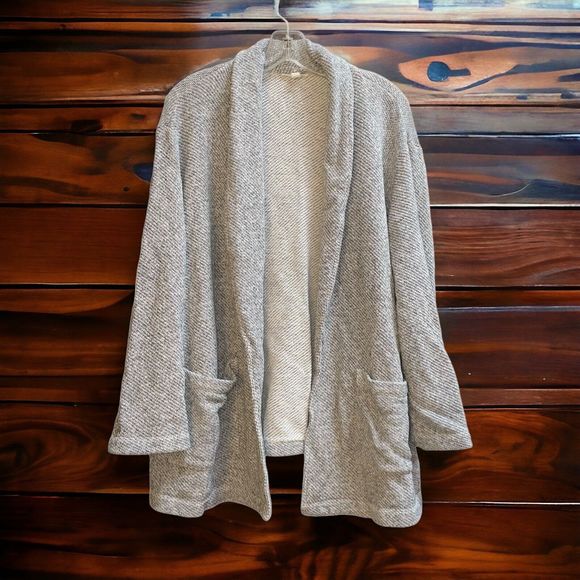 Eileen Fisher Jackets & Blazers - Eileen Fisher XL Organic Cotton Gray Open Front Woven Jacket